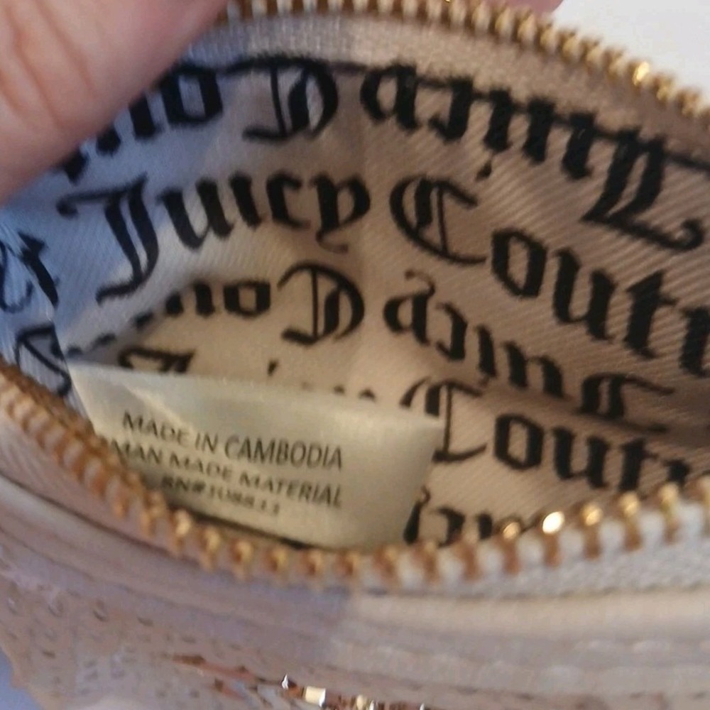 Juicy Couture‎ Y2K Sequin Wristlet Bag Off White Logo Glam Mini Purse Bling - Picture 10 of 15